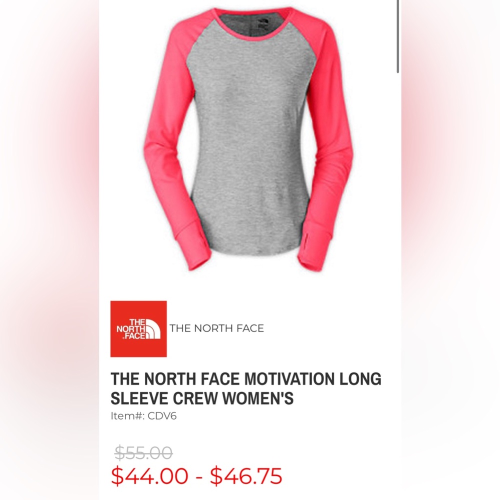 The North Face Gray and Pink Crew Top